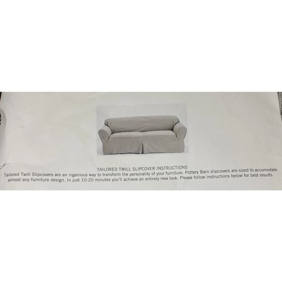 Pottery Barn Tailored Twill Small Sofa Canvas Cream Loose-Adjust SlipCover New  - Picture 2 of 16